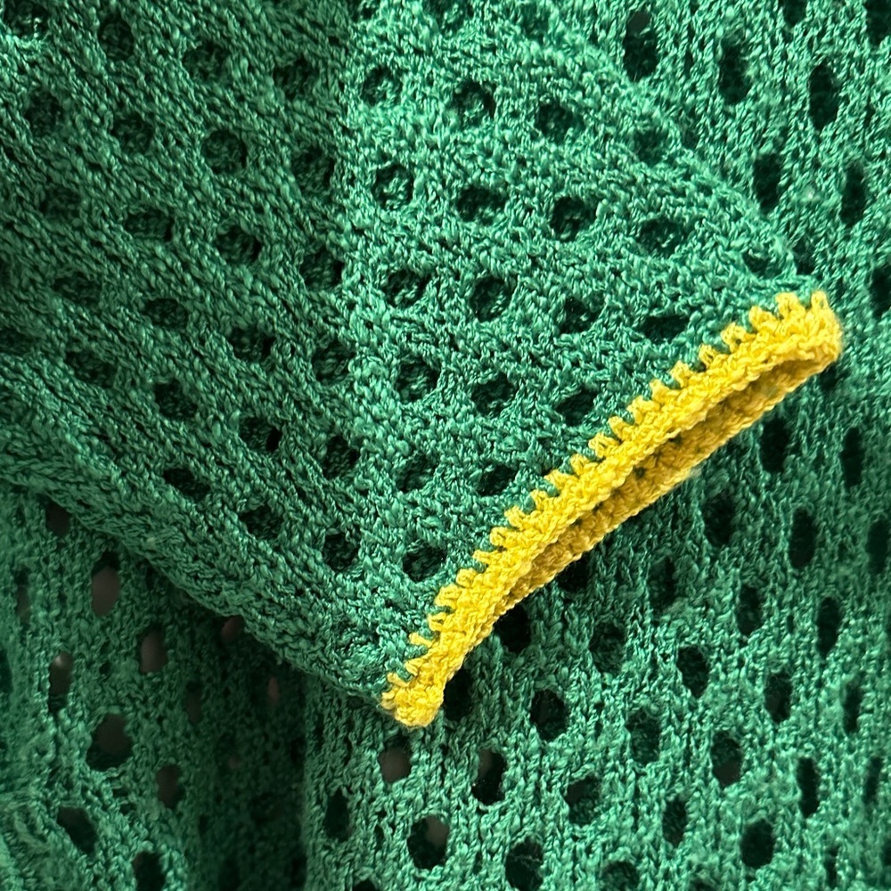 FEVER Y2K Green Open-Knit Bohemian Sweater Sz S - Picture 6 of 12